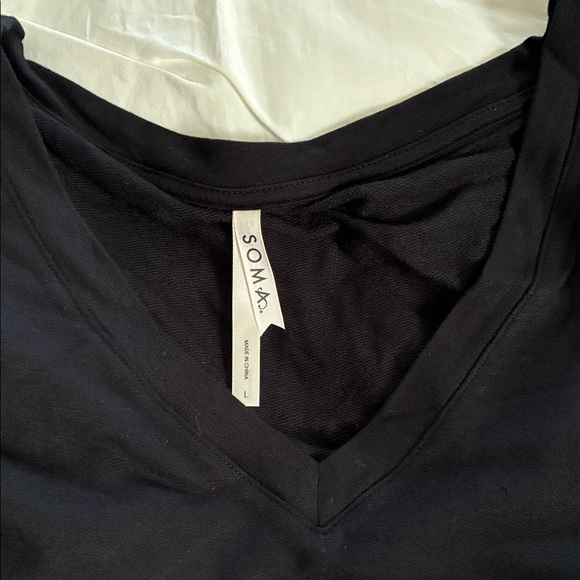 NWT Soma SUNDAY Black V-Neck Long Sleeve Top and Bottoms - Picture 2 of 5